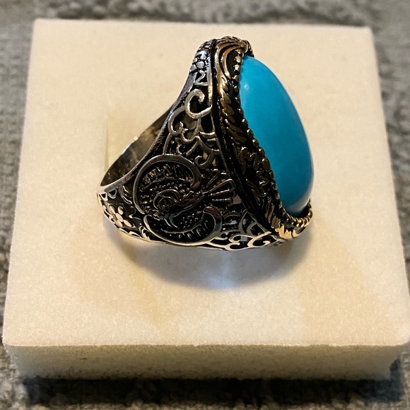 Men’s Turkish style turquoise ring - Picture 3 of 4